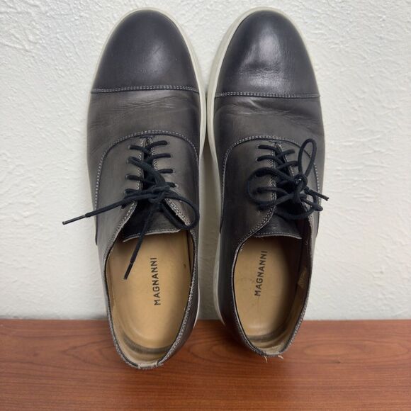 Magnanni Shoes Warwick Leather‎ Oxford Lace Up Low Top Sneakers Grey 9M 22684 - Picture 7 of 10
